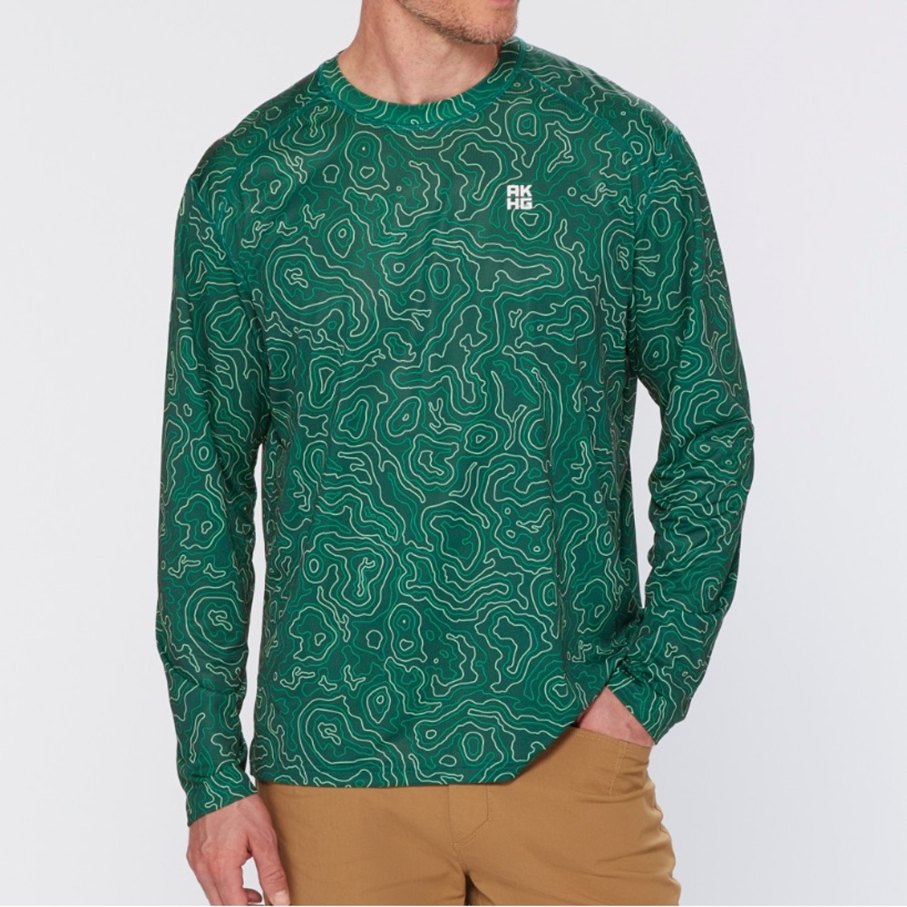 NWOT Alaskan Hardgear by Duluth Teal Topographic Long-Sleeve Men’s M Shirt - Picture 7 of 10